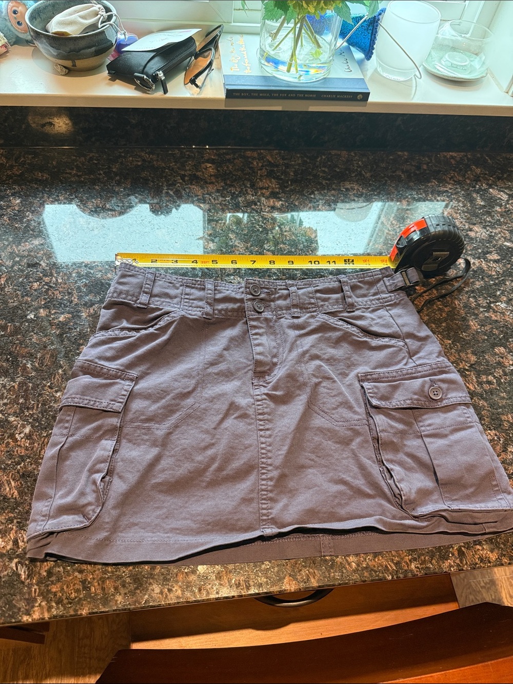 Cargo Pocket Mini Skirt in Slate Grayi